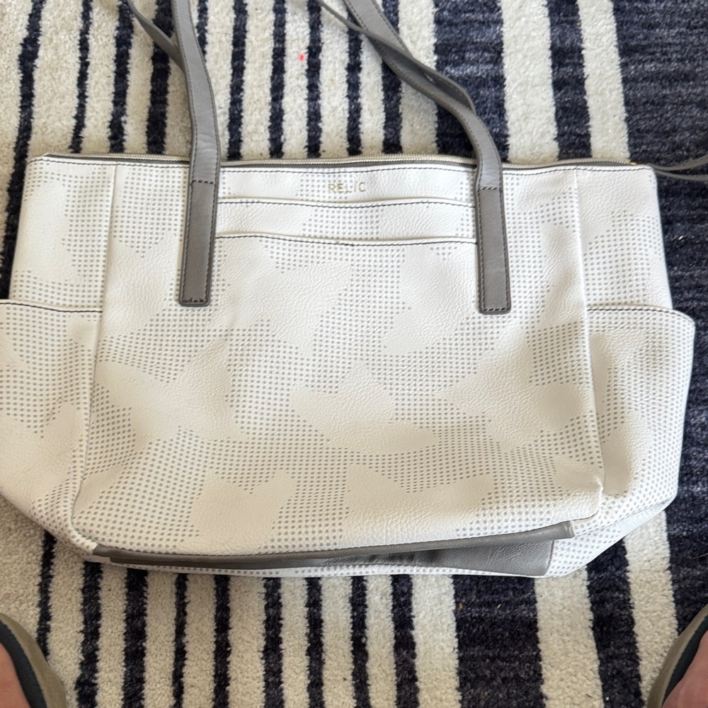 Relic White and Gray Tote Bag